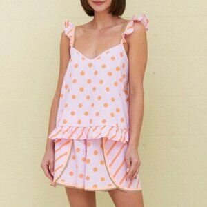 NWT Pitusa PJ Pattern Play Ruffle Set Pink Size S